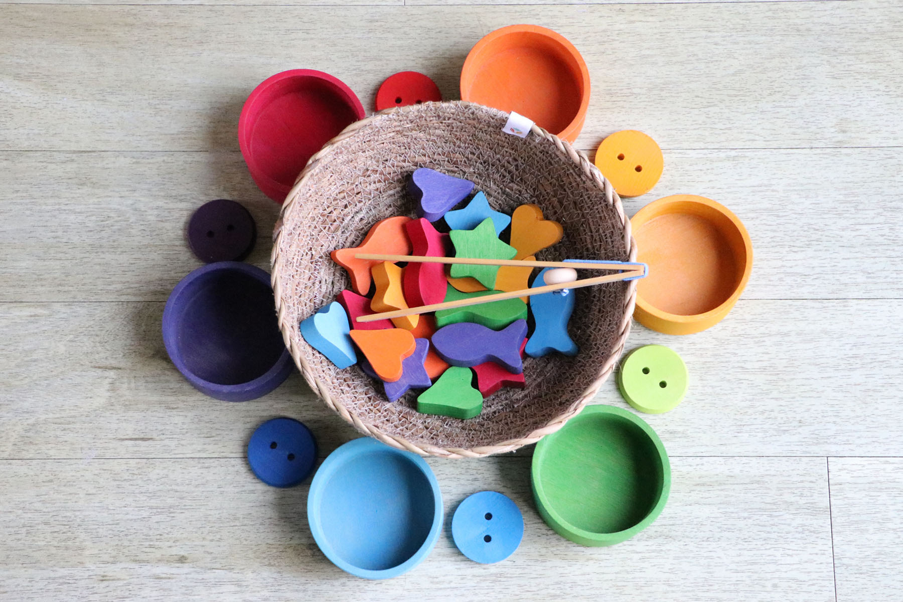 Educational toys and games. Grimm's color and shape sorter.