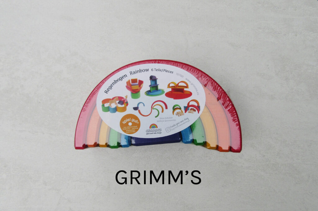 Grimms Wooden Rainbow Stacker Toy Packaging Comparison