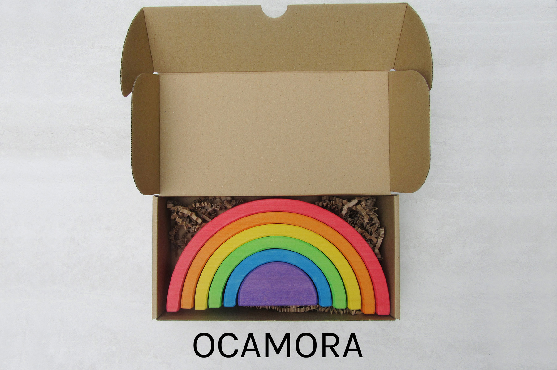 Ocamora Wooden Rainbow Stacker Packaging Comparison