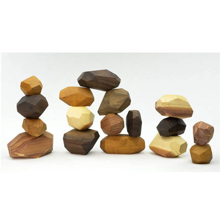Tumi Ishi Wooden Rock Block Set with Organic Oil and Beeswax Finish