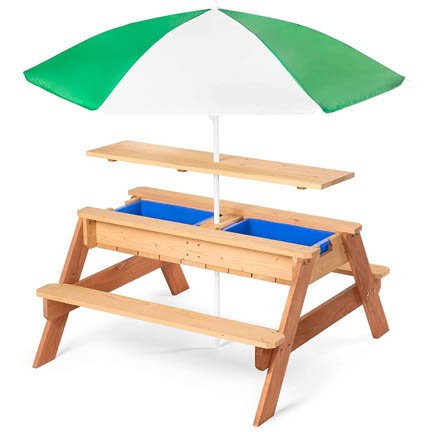 Best Choice Outdoor Wooden Sensory Table with Canopy, Sand and Water Bins