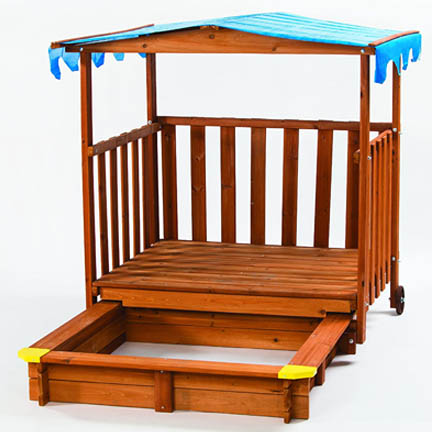 Creative Cedar Designs Sand N Shade Sandbox with Rolling Covered Deck