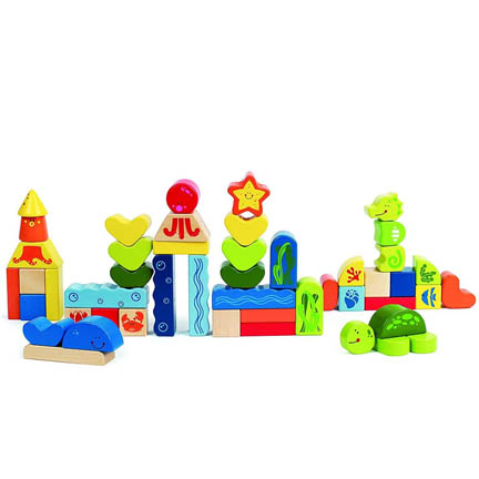 Hape Under the Sea Children's Wooden Building Blocks