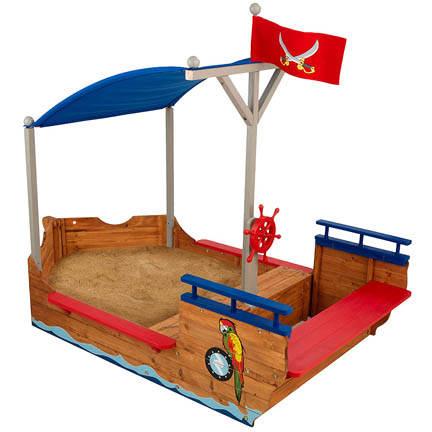 KidKraft Pirate Sand Boat Sandbox with Canopy
