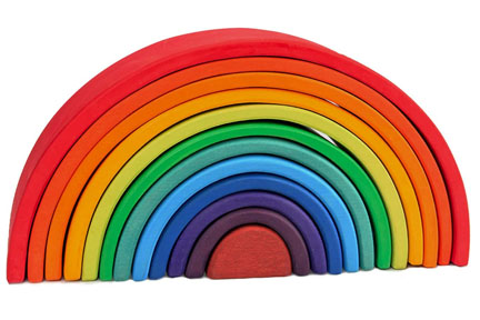 Wood City 12 Piece Wooden Rainbow Stacker with Red Outer