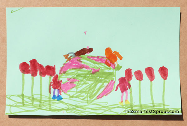 Child's Artwork: Drawing of a Flower Garden