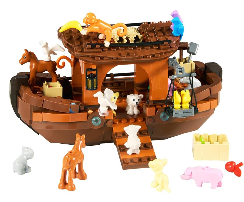 Noah’s Ark boat building blocks set with animals for kids ages 6 and up