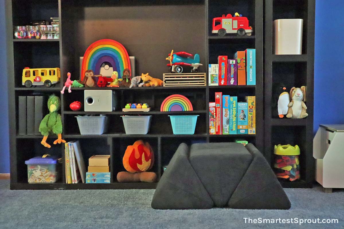 Nugget couch step stool hack made with three wedge pieces for extra height