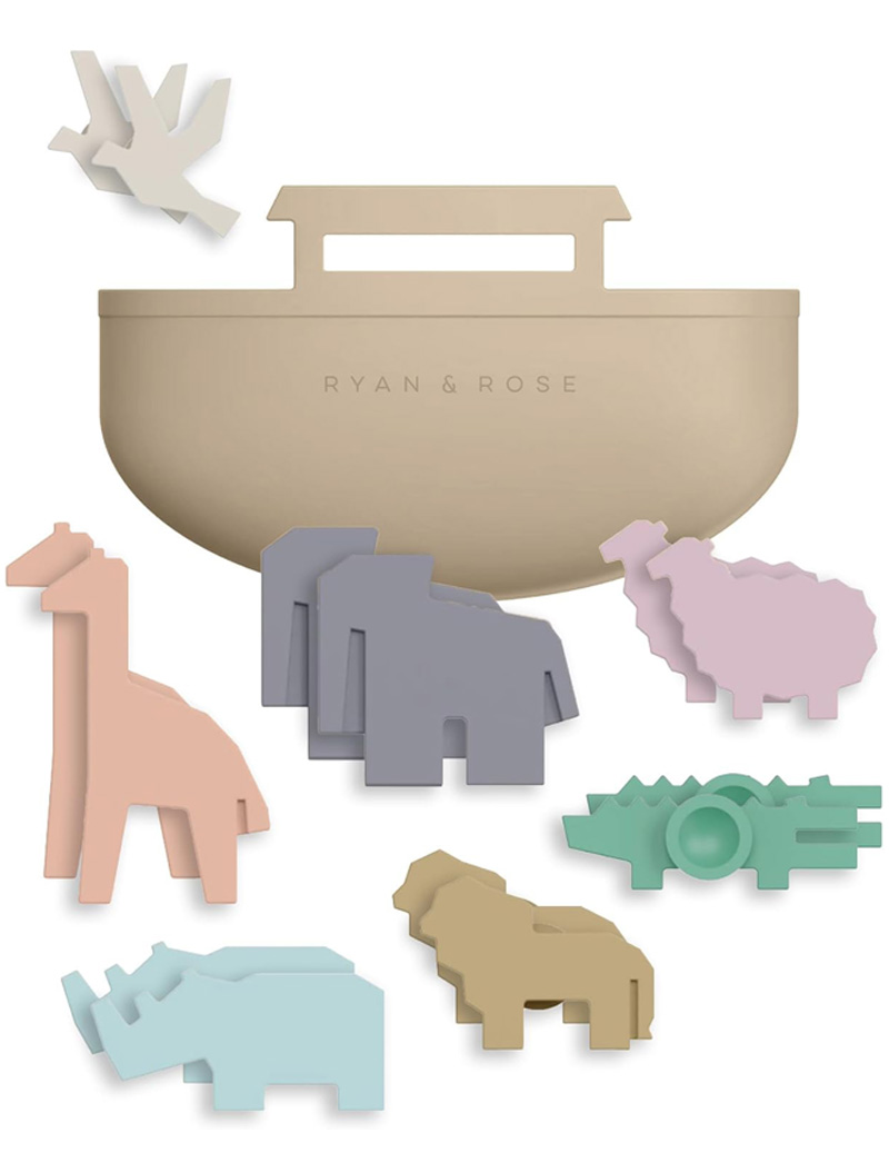 Ryan and Rose silicone Noah’s Ark suction bath toy set with animals