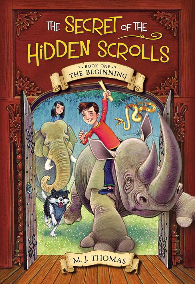 Secret of the Hidden Scrolls The Beginning book cover Christian chapter book for kids about Bible stories and time travel adventure
