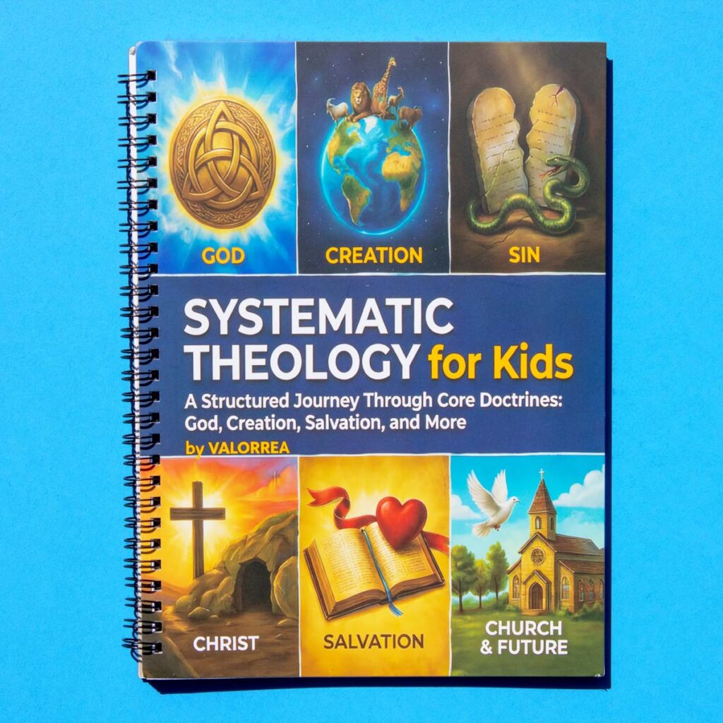 Systematic Theology for Kids workbook cover showing Christian theology workbook for children