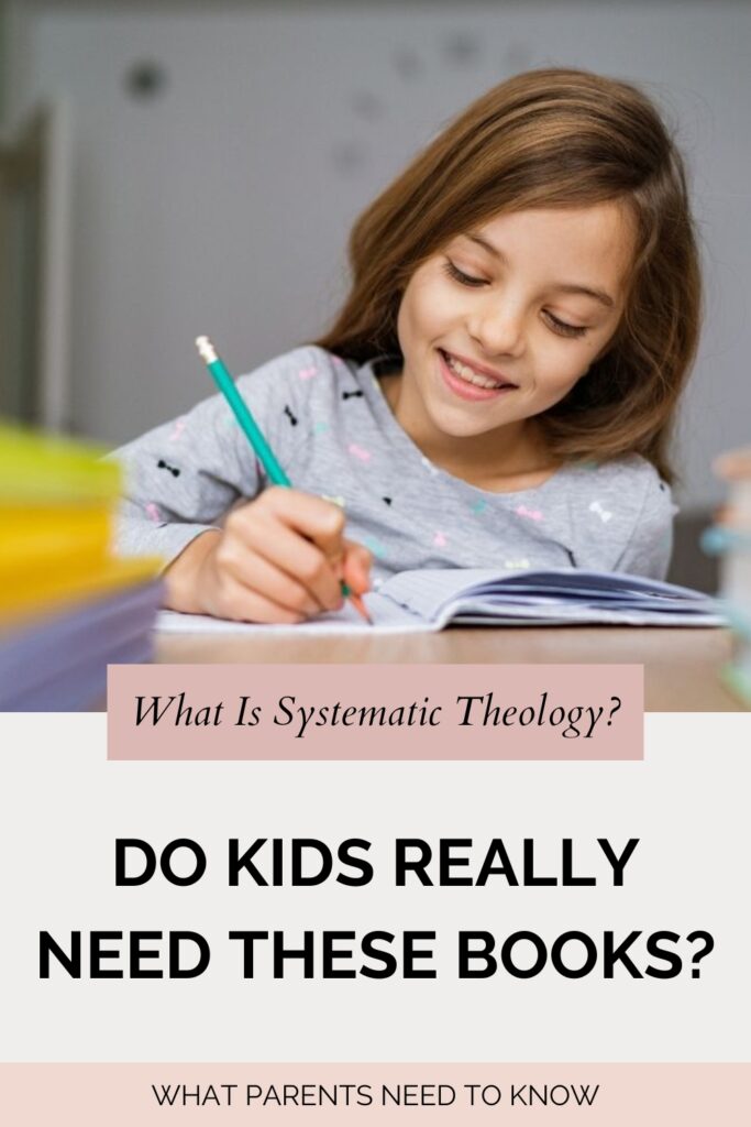 child using workbook learning systematic theology for kids and understanding christian beliefs